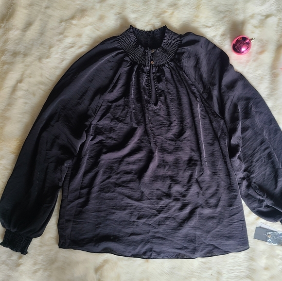 studio jpr Women's Smoked Black Top, Keyhole, Size XL - Picture 2 of 6